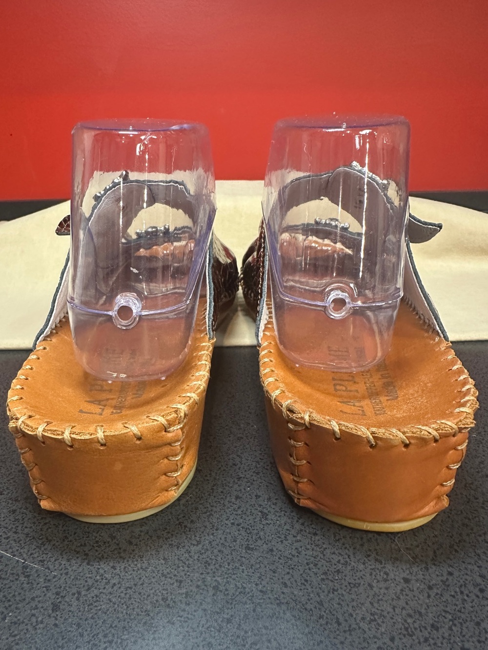 La Plume Croc Embossed Leather Slide Sandals Adj Strap Women’s Sz Eu41/US10.5-11 - Picture 4 of 15
